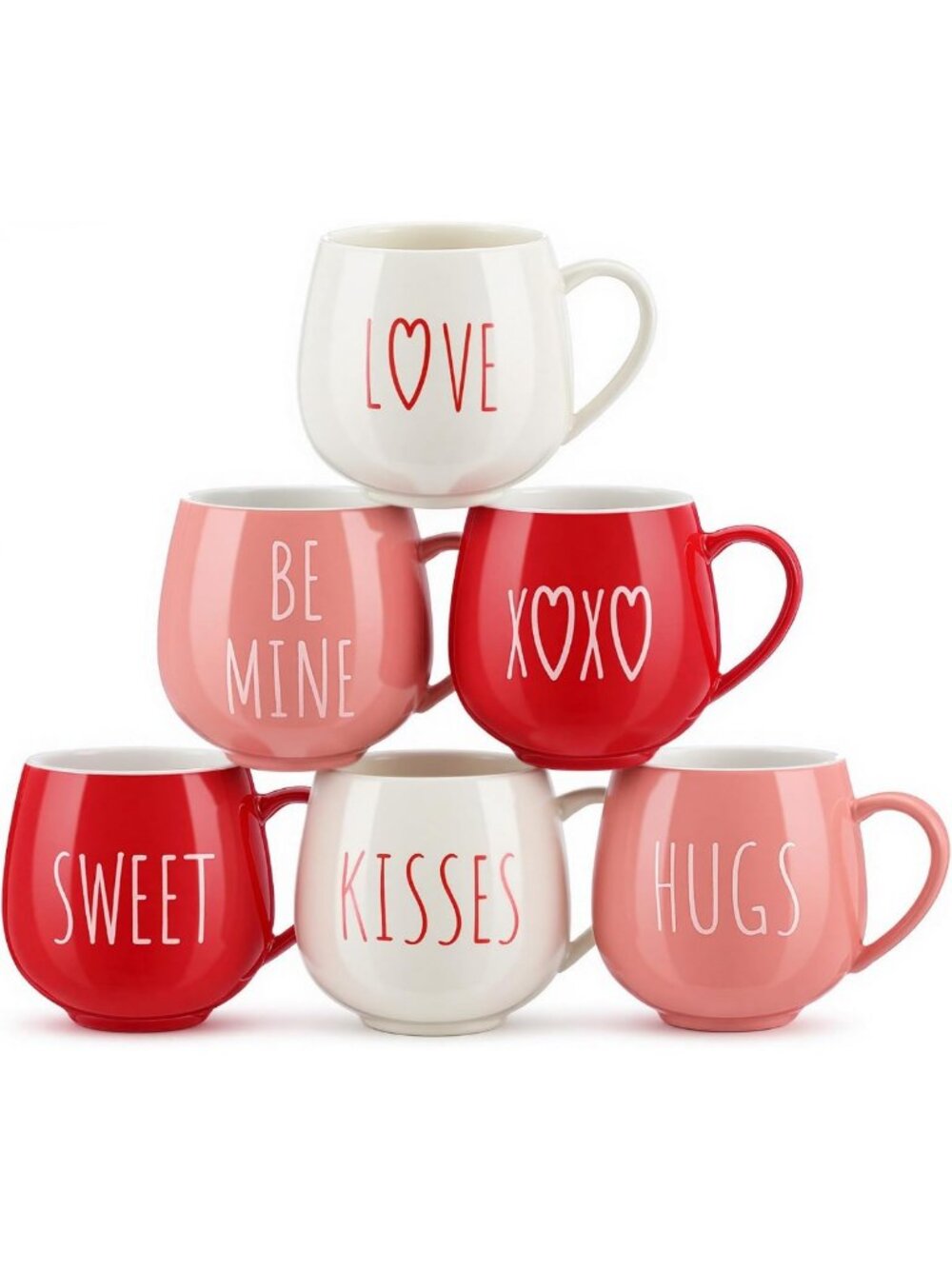 Cute Couple Coffee Mugs Set - 6 Pcs 12 oz Ceramic Valentine Gifts for Weddings
